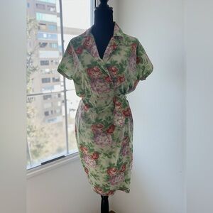 Vintage Susan Macy Floral Wrap Dress Cotton Cottagecore Midi M